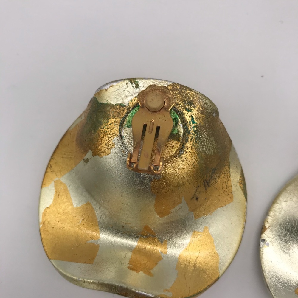 WONDERFUL 1980'S VINTAGE SILVER GOLD Earrings - Picture 6 of 7